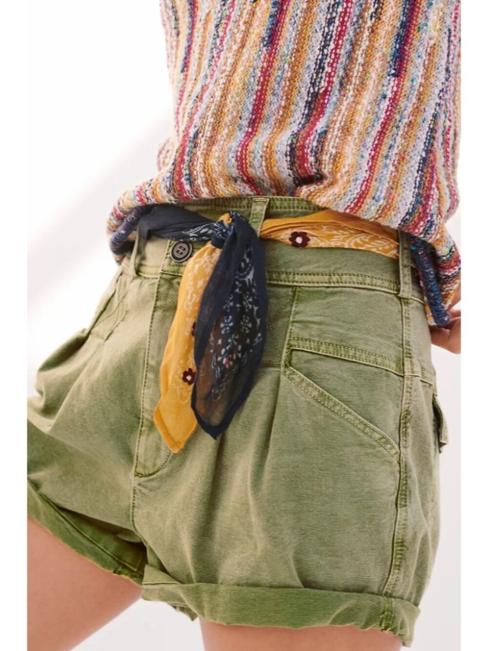 Anthropologie Pilcro Relaxed Pleat Shorts Green High Waist Casual Size 26
